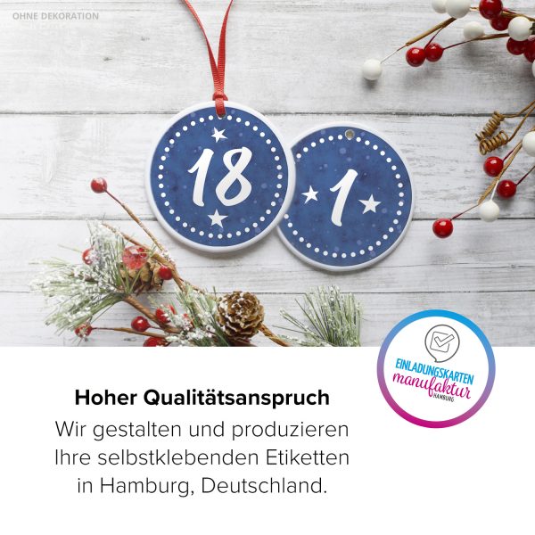 Adventskalender-Zahlen Aufkleber 1 bis 24 / Blau gestrichelt / Etiketten / Sticker / Weihnachtskalender / Advent / Rund / DIY / zum Aufkleben – Bild 5