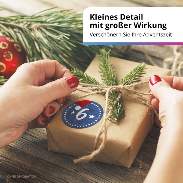 Adventskalender-Zahlen Aufkleber 1 bis 24 / Blau gestrichelt / Etiketten / Sticker / Weihnachtskalender / Advent / Rund / DIY / zum Aufkleben – Bild 6