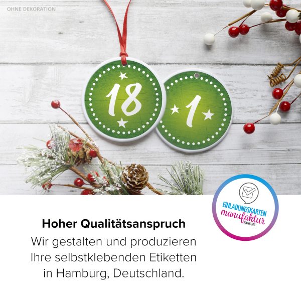 Adventskalender-Zahlen Aufkleber 1 bis 24 / grün gestrichelt / Etiketten / Sticker / Weihnachtskalender / Advent / Rund / DIY / zum Aufkleben – Bild 5