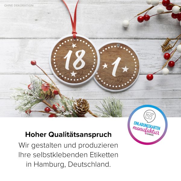 Adventskalender-Zahlen Aufkleber 1 bis 24 / braun gestrichelt / Etiketten / Sticker / Weihnachtskalender / Advent / Rund / DIY / zum Aufkleben – Bild 5