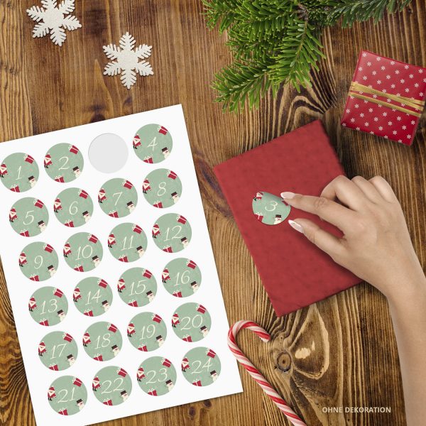 Adventskalender-Zahlen Aufkleber 1 bis 24 / türkis grün / Etiketten / Sticker / Weihnachtskalender / Advent / Rund / DIY / zum Aufkleben – Bild 2