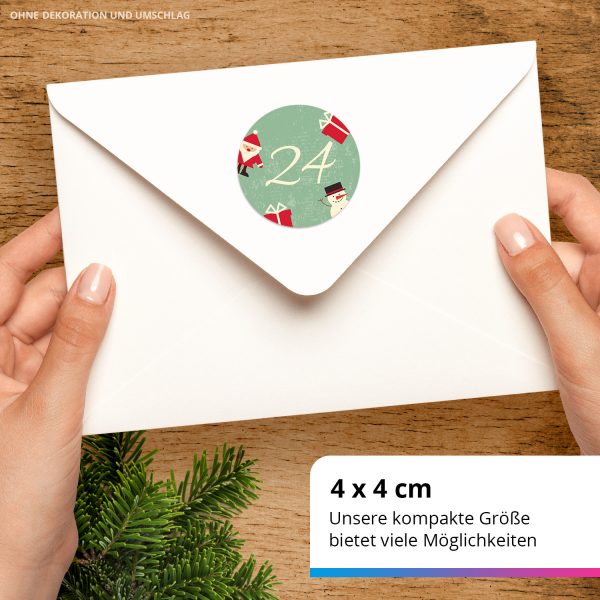 Adventskalender-Zahlen Aufkleber 1 bis 24 / türkis grün / Etiketten / Sticker / Weihnachtskalender / Advent / Rund / DIY / zum Aufkleben – Bild 3