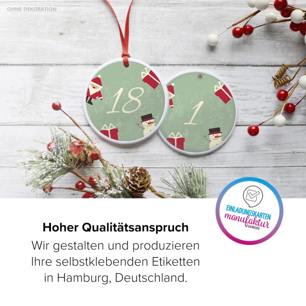 Adventskalender-Zahlen Aufkleber 1 bis 24 / türkis grün / Etiketten / Sticker / Weihnachtskalender / Advent / Rund / DIY / zum Aufkleben – Bild 5