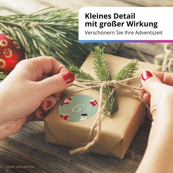 Adventskalender-Zahlen Aufkleber 1 bis 24 / türkis grün / Etiketten / Sticker / Weihnachtskalender / Advent / Rund / DIY / zum Aufkleben – Bild 6