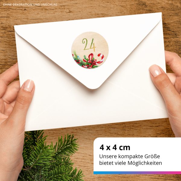 Adventskalender-Zahlen Aufkleber 1 bis 24 / Nostalgisch / Etiketten / Sticker / Weihnachtskalender / Advent / Rund / DIY / zum Aufkleben – Bild 3