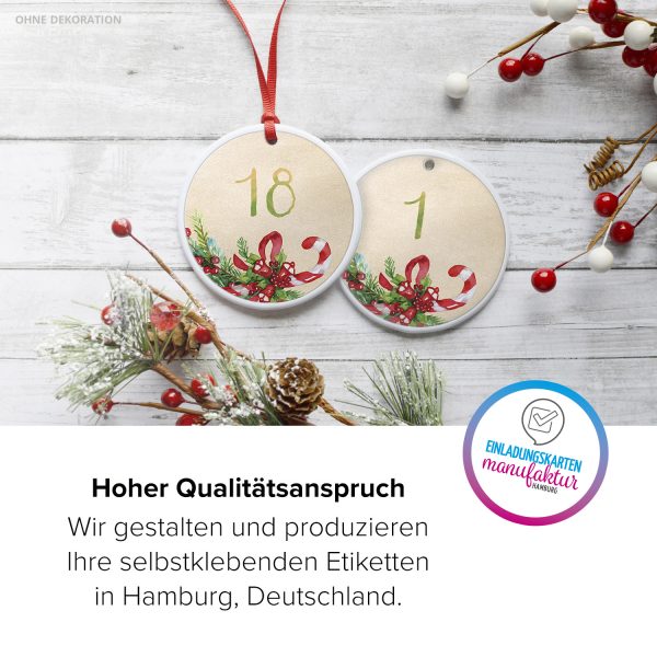 Adventskalender-Zahlen Aufkleber 1 bis 24 / Nostalgisch / Etiketten / Sticker / Weihnachtskalender / Advent / Rund / DIY / zum Aufkleben – Bild 5