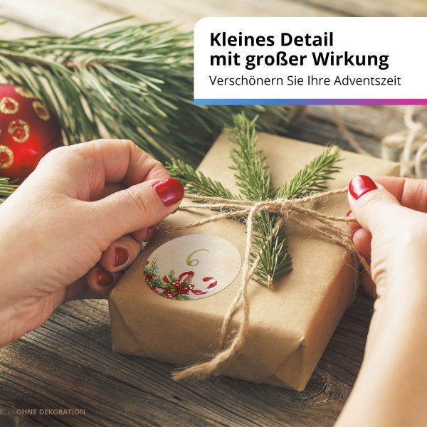 Adventskalender-Zahlen Aufkleber 1 bis 24 / Nostalgisch / Etiketten / Sticker / Weihnachtskalender / Advent / Rund / DIY / zum Aufkleben – Bild 6