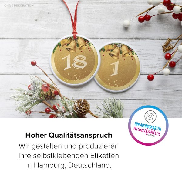 Adventskalender-Zahlen Aufkleber 1 bis 24 / Glocken Vintage / Etiketten / Sticker / Weihnachtskalender / Advent / Rund / DIY / zum Aufkleben – Bild 5