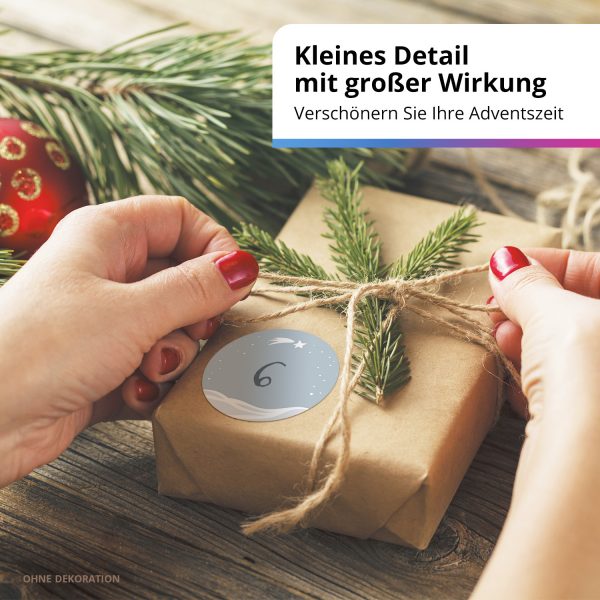 Adventskalender-Zahlen Aufkleber 1 bis 24 / Schneelandschaft / Etiketten / Sticker / Weihnachtskalender / Advent / Rund / DIY / zum Aufkleben – Bild 6
