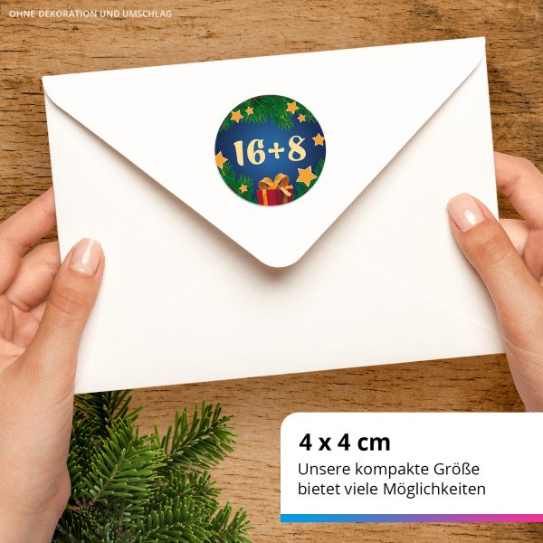 Adventskalender-Zahlen Aufkleber 1 bis 24 / Blau Rechnen Mathe / Etiketten / Sticker / Weihnachtskalender / Advent / Rund / DIY / zum Aufkleben – Bild 3