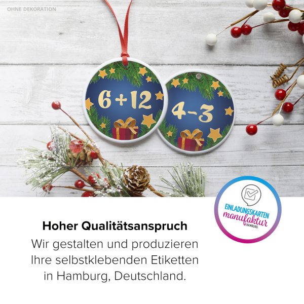 Adventskalender-Zahlen Aufkleber 1 bis 24 / Blau Rechnen Mathe / Etiketten / Sticker / Weihnachtskalender / Advent / Rund / DIY / zum Aufkleben – Bild 5