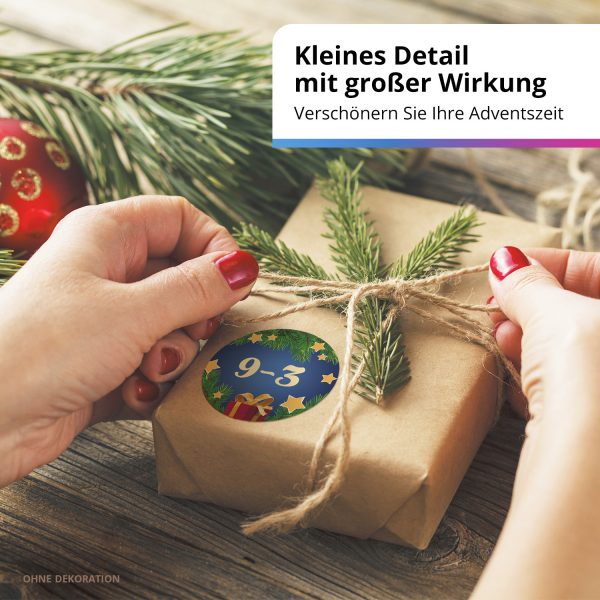 Adventskalender-Zahlen Aufkleber 1 bis 24 / Blau Rechnen Mathe / Etiketten / Sticker / Weihnachtskalender / Advent / Rund / DIY / zum Aufkleben – Bild 6