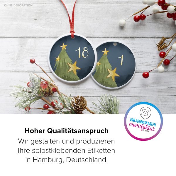 Adventskalender-Zahlen Aufkleber 1 bis 24 / Tannenbaum Zauberhaft blau / Etiketten / Sticker / Weihnachtskalender / Advent / Rund / DIY / zum Aufkleben – Bild 5
