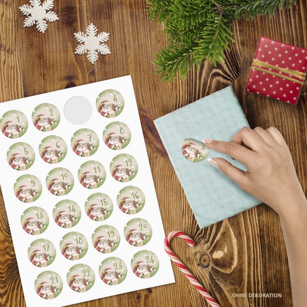Adventskalender-Zahlen Aufkleber 1 bis 24 / Zauberhafter Weihnachtsmann / Etiketten / Sticker / Weihnachtskalender / Advent / Rund / DIY / zum Aufkleben – Bild 2