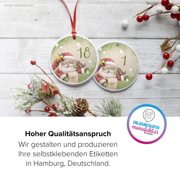 Adventskalender-Zahlen Aufkleber 1 bis 24 / Zauberhafter Weihnachtsmann / Etiketten / Sticker / Weihnachtskalender / Advent / Rund / DIY / zum Aufkleben – Bild 5