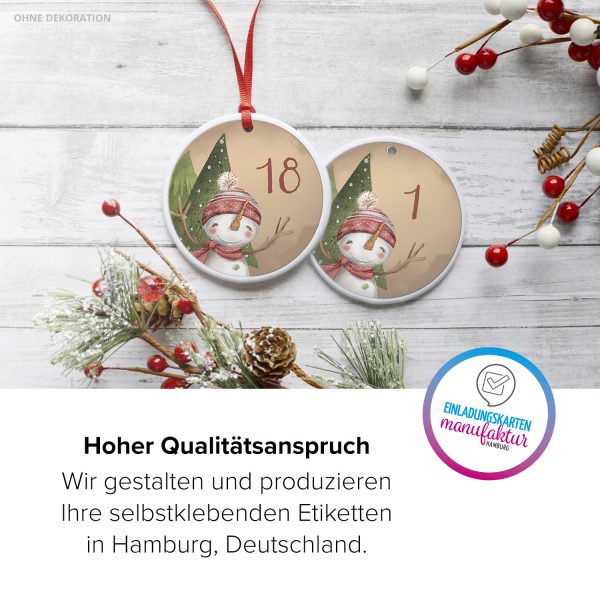 Adventskalender-Zahlen Aufkleber 1 bis 24 / Niedlicher Schneemann / Etiketten / Sticker / Weihnachtskalender / Advent / Rund / DIY / zum Aufkleben – Bild 5