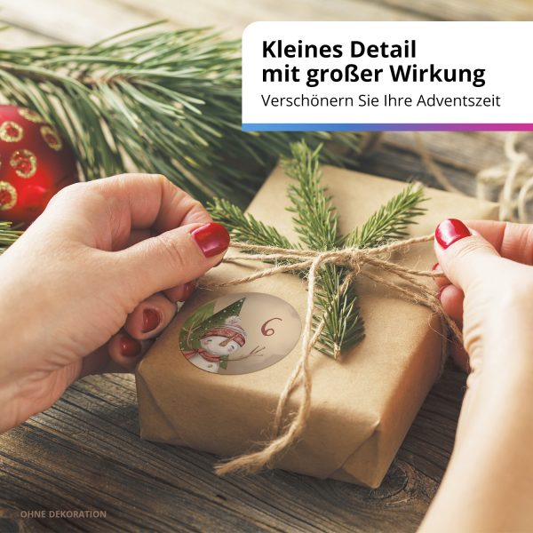 Adventskalender-Zahlen Aufkleber 1 bis 24 / Niedlicher Schneemann / Etiketten / Sticker / Weihnachtskalender / Advent / Rund / DIY / zum Aufkleben – Bild 6