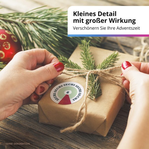 Adventskalender-Zahlen Aufkleber 1 bis 24 / Bunter Moderner Mix / Etiketten / Sticker / Weihnachtskalender / Advent / Rund / DIY / zum Aufkleben – Bild 6