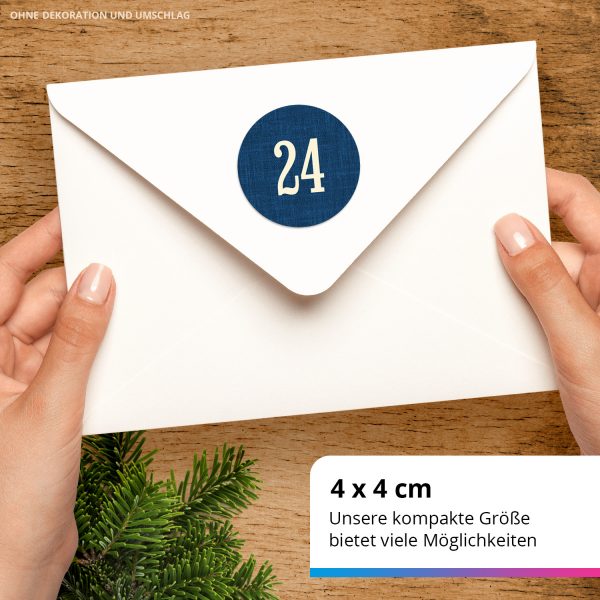 Adventskalender-Zahlen Aufkleber 1 bis 24 / Schlicht auf Blau / Etiketten / Sticker / Weihnachtskalender / Advent / Rund / DIY / zum Aufkleben – Bild 3