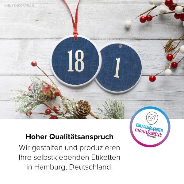 Adventskalender-Zahlen Aufkleber 1 bis 24 / Schlicht auf Blau / Etiketten / Sticker / Weihnachtskalender / Advent / Rund / DIY / zum Aufkleben – Bild 5