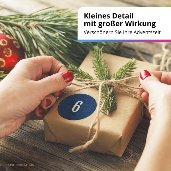 Adventskalender-Zahlen Aufkleber 1 bis 24 / Schlicht auf Blau / Etiketten / Sticker / Weihnachtskalender / Advent / Rund / DIY / zum Aufkleben – Bild 6