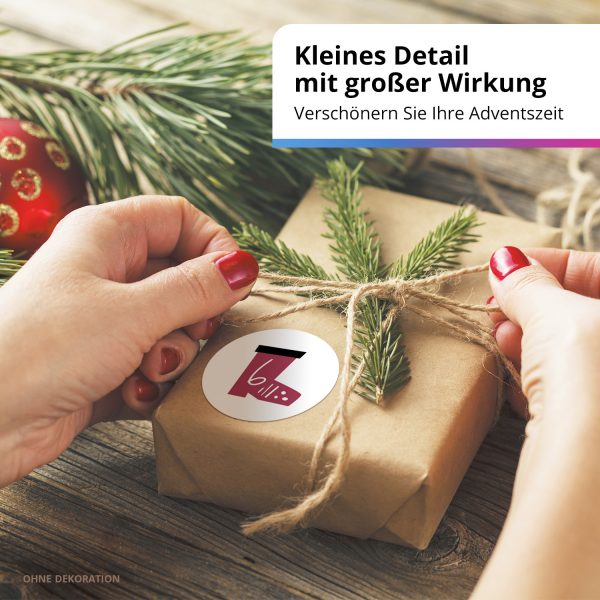 Adventskalender-Zahlen Aufkleber 1 bis 24 / Moderner Mix Schwarz Rot / Etiketten / Sticker / Weihnachtskalender / Advent / Rund / DIY / zum Aufkleben – Bild 6
