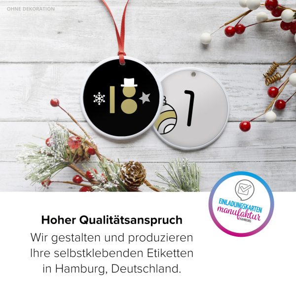 Adventskalender-Zahlen Aufkleber 1 bis 24 / Moderner Mix Schwarz Gelb / Etiketten / Sticker / Weihnachtskalender / Advent / Rund / DIY / zum Aufkleben – Bild 5
