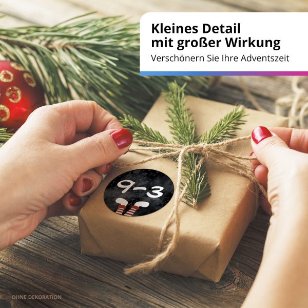 Adventskalender-Zahlen Aufkleber 1 bis 24 / Mathe Aufgaben Rechnen Schwarz Rot / Etiketten / Sticker / Weihnachtskalender / Advent / Rund / DIY / zum Aufkleben – Bild 6