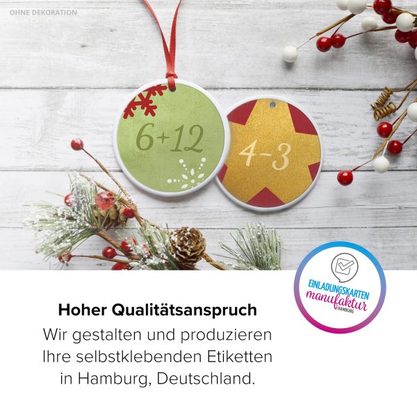 Adventskalender-Zahlen Aufkleber 1 bis 24 / Rechnen Mathe Aufgaben Mix Bunt / Etiketten / Sticker / Weihnachtskalender / Advent / Rund / DIY / zum Aufkleben – Bild 5