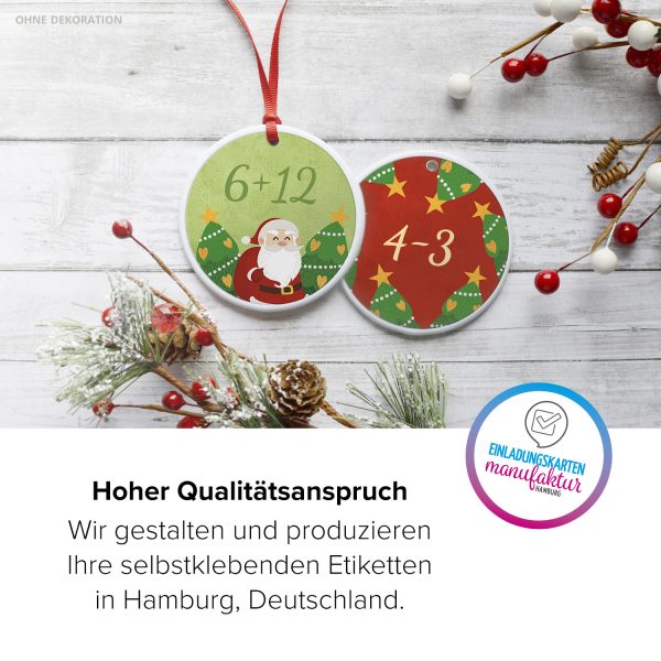 Adventskalender-Zahlen Aufkleber 1 bis 24 / Zahlen Rechnen Mathe Aufhaben rot gelb grün / Etiketten / Sticker / Weihnachtskalender / Advent / Rund / DIY / zum Aufkleben – Bild 5