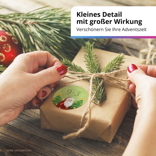 Adventskalender-Zahlen Aufkleber 1 bis 24 / Zahlen Rechnen Mathe Aufhaben rot gelb grün / Etiketten / Sticker / Weihnachtskalender / Advent / Rund / DIY / zum Aufkleben – Bild 6