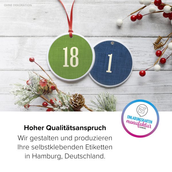 Adventskalender-Zahlen Aufkleber 1 bis 24 / Schlichter Zahlenmix blau rot grün gelb / Etiketten / Sticker / Weihnachtskalender / Advent / Rund / DIY / zum Aufkleben – Bild 5