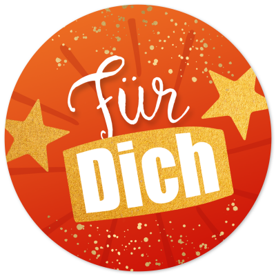 48 Geschenkaufkleber Weihnachten - FÜR DICH Sterne Rot - Weihnachtsaufkleber Aufkleber für Geschenke Etiketten rund 4cm