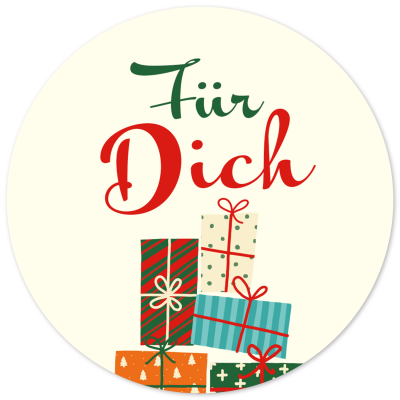 48 Geschenkaufkleber Weihnachten - FÜR DICH Geschenke - Weihnachtsaufkleber Aufkleber für Geschenke Etiketten rund 4cm