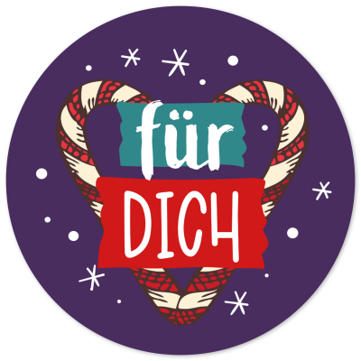 48 Geschenkaufkleber Weihnachten - FÜR DICH Zuckerstangen - Weihnachtsaufkleber Aufkleber für Geschenke Etiketten rund 4cm
