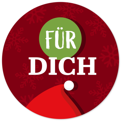 48 Geschenkaufkleber Weihnachten - FÜR DICH Mütze - Weihnachtsaufkleber Aufkleber für Geschenke Etiketten rund 4cm