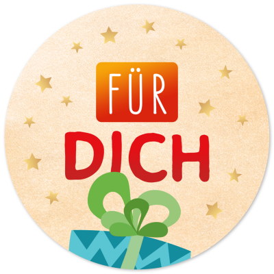 48 Geschenkaufkleber Weihnachten - FÜR DICH Geschenk mit Punkten - Weihnachtsaufkleber Aufkleber für Geschenke Etiketten rund 4cm