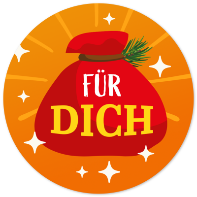 48 Geschenkaufkleber Weihnachten - FÜR DICH Weihnachtssack - Weihnachtsaufkleber Aufkleber für Geschenke Etiketten rund 4cm