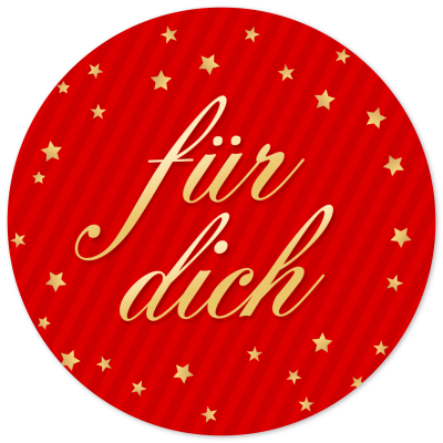 48 Geschenkaufkleber Weihnachten - FÜR DICH elegant rot - Weihnachtsaufkleber Aufkleber für Geschenke Etiketten rund 4cm
