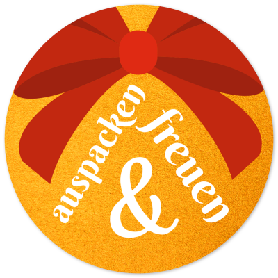 48 Geschenkaufkleber Weihnachten - AUSPACKEN UND FREUEN UND FREUEN Schleife - Weihnachtsaufkleber Aufkleber für Geschenke Etiketten rund 4cm