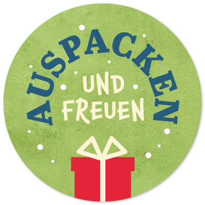 48 Geschenkaufkleber Weihnachten - AUSPACKEN UND FREUEN  - Weihnachtsaufkleber Aufkleber für Geschenke Etiketten rund 4cm