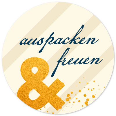 48 Geschenkaufkleber Weihnachten - AUSPACKEN UND FREUEN gelb - Weihnachtsaufkleber Aufkleber für Geschenke Etiketten rund 4cm