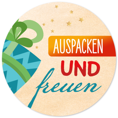 48 Geschenkaufkleber Weihnachten - AUSPACKEN UND FREUEN Geschenk - Weihnachtsaufkleber Aufkleber für Geschenke Etiketten rund 4cm