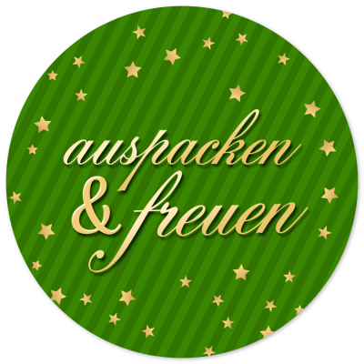 48 Geschenkaufkleber Weihnachten - AUSPACKEN UND FREUEN elegant grün - Weihnachtsaufkleber Aufkleber für Geschenke Etiketten rund 4cm