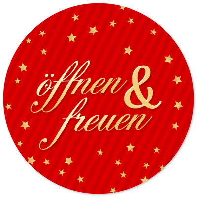 48 Geschenkaufkleber Weihnachten - ÖFFNEN UND FREUEN elegant rot - Weihnachtsaufkleber Aufkleber für Geschenke Etiketten rund 4cm
