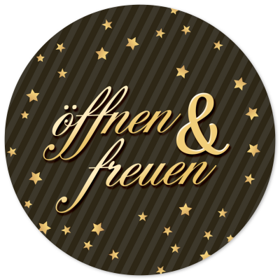 48 Geschenkaufkleber Weihnachten - ÖFFNEN UND FREUEN elegant blau - Weihnachtsaufkleber Aufkleber für Geschenke Etiketten rund 4cm