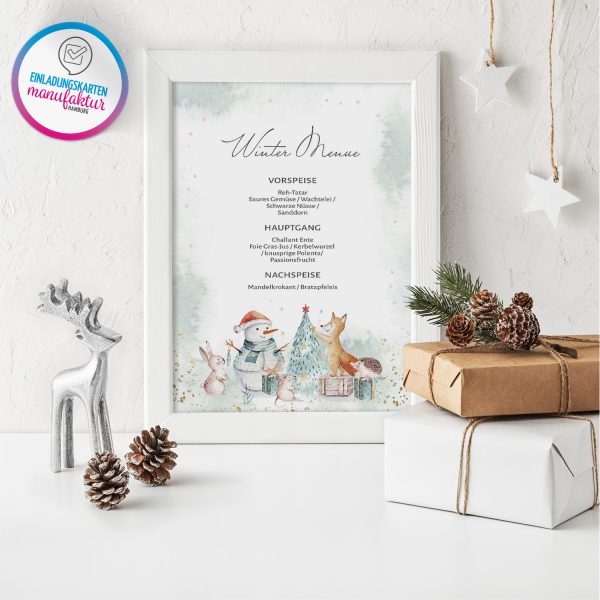 50 Blatt Weihnachtspapier (A4) | Niedliche Aquarell Tiere | Motivpapier | edles Briefpapier Weihnachten | beidseitig weihnachtlich bedruckt – Bild 5