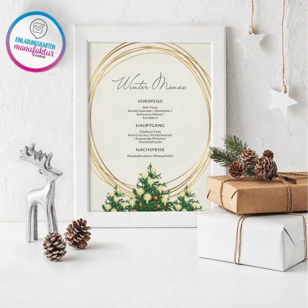 50 Blatt Weihnachtspapier (A4) | Tannenbaum ovaler Goldrahmen Look | Motivpapier | edles Briefpapier Weihnachten | beidseitig weihnachtlich bedruckt – Bild 5