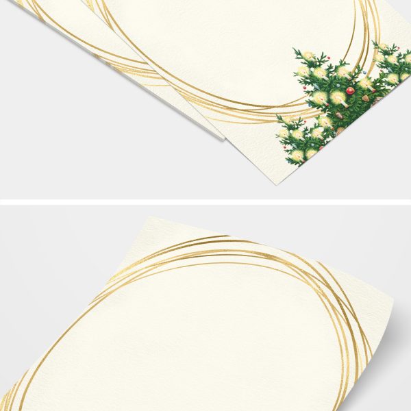 50 Blatt Weihnachtspapier (A4) | Tannenbaum ovaler Goldrahmen Look | Motivpapier | edles Briefpapier Weihnachten | beidseitig weihnachtlich bedruckt – Bild 7