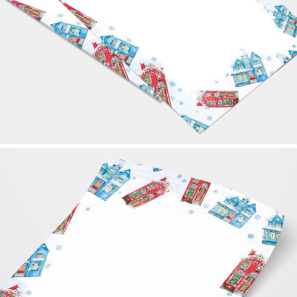 50 Blatt Weihnachtspapier (A4) | weihnachtliche Häuser | Motivpapier | edles Briefpapier Weihnachten | beidseitig weihnachtlich bedruckt – Bild 7